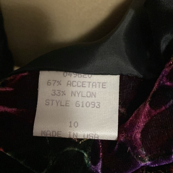 VTG Three Flags Velvet Floral Blazer Jacket Womens 10 Oversized Dark Romantic - Picture 8 of 9
